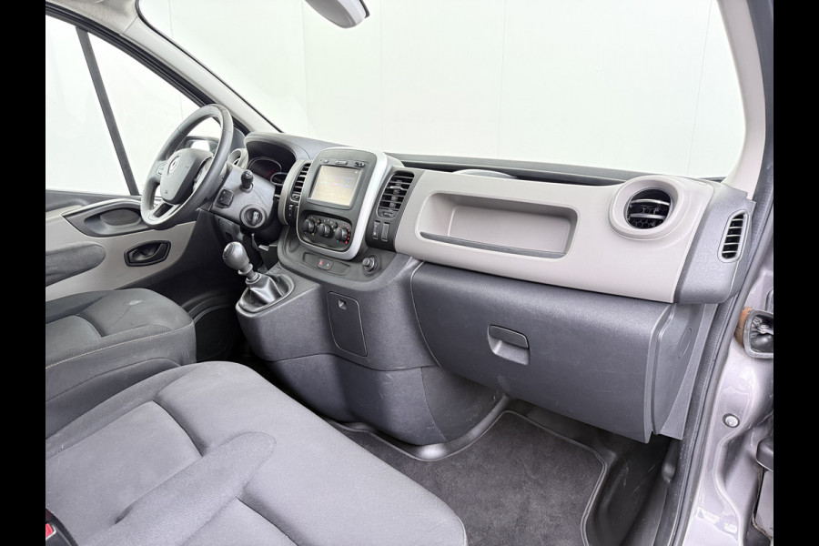 Renault Trafic 1.6dCi T29 L2H1 3-Persoons Trekhaak Euro 6 Navi Airco Cruise Control Bluetooth Pdc Comfort Regen-Lichtsensor Betonplex Vloer Lat om Lat Wandbetimmering Schuifdeur 2.000KG Trekgewicht Origineel Nederlandse Auto