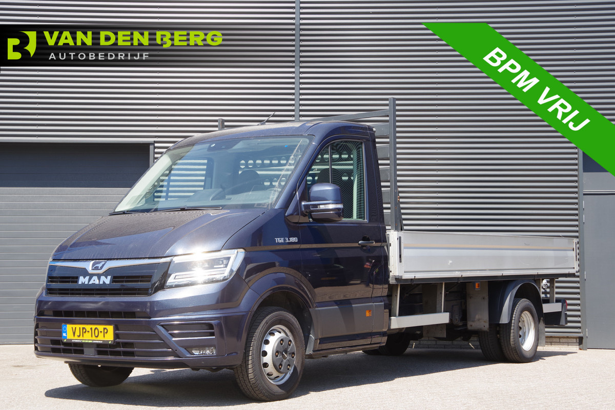 MAN TGE 3.180 50 2.0 L4 OPEN LAADBAK, N1, AUT. DUBBELLUCHT, 3.5T TREKHAAK, LED, CRUISE, MF STUURWIEL, PICK UP, PICK-UP, NL AUTO, NAP