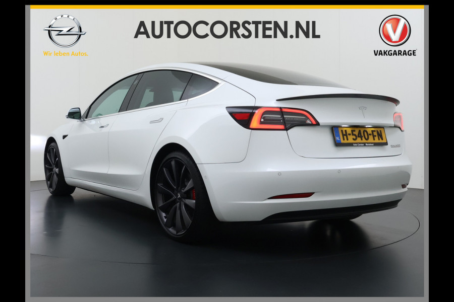 Tesla Model 3 Performance 513PK AWD **FSD** Panoramadak Navi Camera's Leder Stoelverwarming Navi Ecc Adap.Cruise Pdc Led Lmv 20" Google-Maps Elek.Stoelen+Memory Remote App Bediening Premium Audio