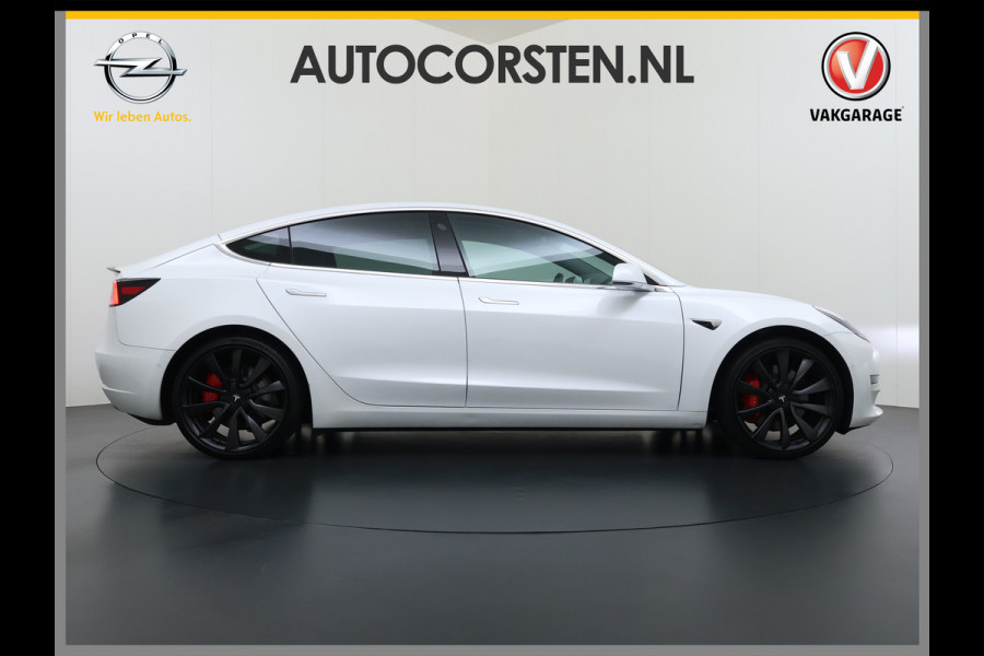 Tesla Model 3 Performance 513PK AWD **FSD** Panoramadak Navi Camera's Leder Stoelverwarming Navi Ecc Adap.Cruise Pdc Led Lmv 20" Google-Maps Elek.Stoelen+Memory Remote App Bediening Premium Audio
