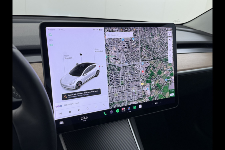 Tesla Model 3 Performance 513PK AWD **FSD** Panoramadak Navi Camera's Leder Stoelverwarming Navi Ecc Adap.Cruise Pdc Led Lmv 20" Google-Maps Elek.Stoelen+Memory Remote App Bediening Premium Audio