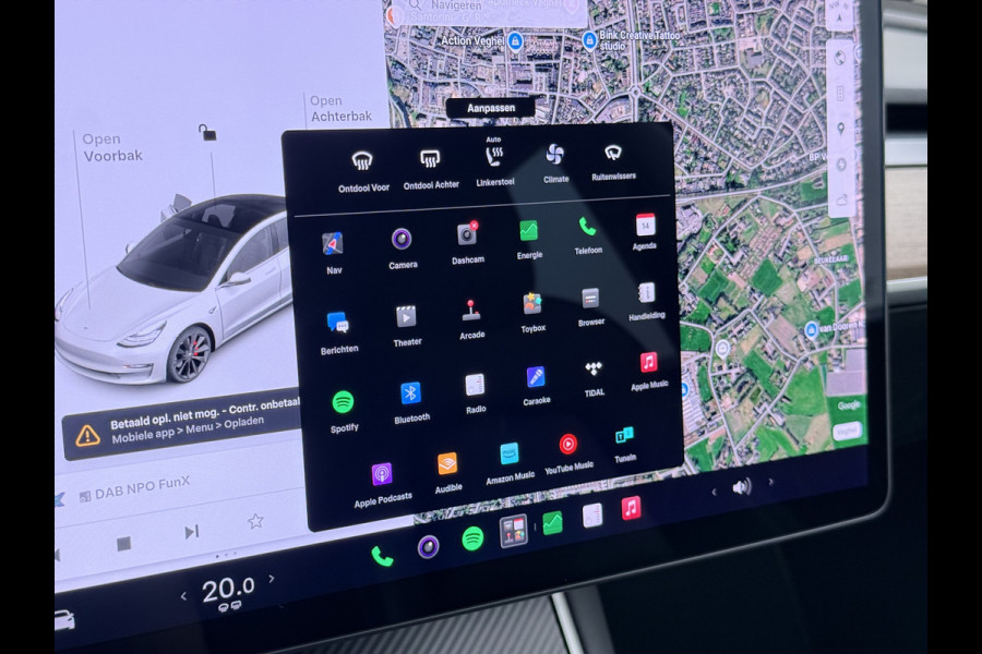 Tesla Model 3 Performance 513PK AWD **FSD** Panoramadak Navi Camera's Leder Stoelverwarming Navi Ecc Adap.Cruise Pdc Led Lmv 20" Google-Maps Elek.Stoelen+Memory Remote App Bediening Premium Audio