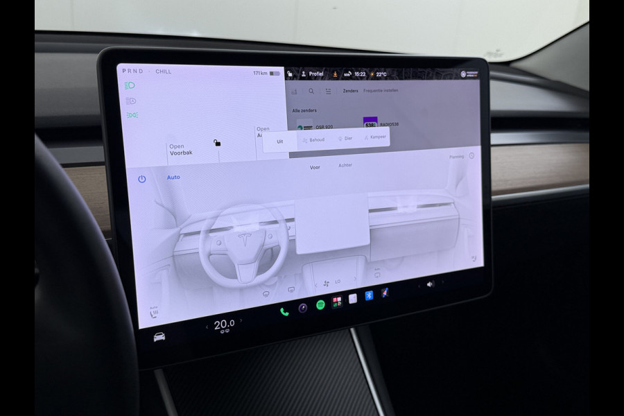 Tesla Model 3 Performance 513PK AWD **FSD** Panoramadak Navi Camera's Leder Stoelverwarming Navi Ecc Adap.Cruise Pdc Led Lmv 20" Google-Maps Elek.Stoelen+Memory Remote App Bediening Premium Audio