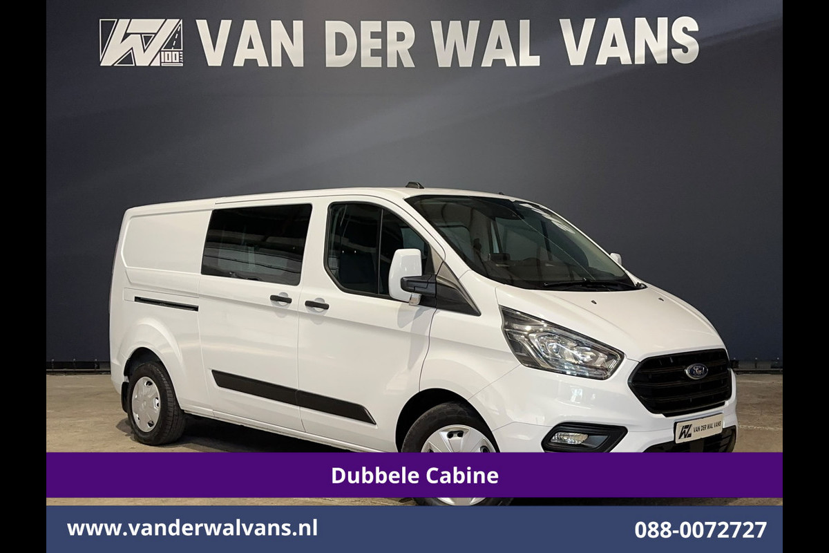 Ford Transit Custom 2.0 TDCI 130pk Automaat L2H1 Dubbele cabine Euro6 Airco | 6-Zits | Camera | Navigatie | LED Apple Carplay, Android Auto, Cruisecontrol, Stoelverwarming, Verwarmde voorruit, Trekhaak, Parkeersensoren, Achterklep