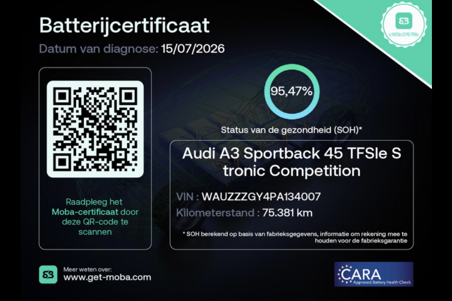 Audi A3 Sportback 45 TFSI e S edition Competition SOH 95% SFEERVERL/NAVI/V-COCKPIT/B&O/CARPLAY/ADAPT-CRUISE///