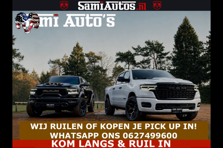 Dodge Ram LIMITED HULK | 5.7 V8 402PK HEMI | RAM VOL | HUD | LUCHTVERING | PANO | MWK KLEP | DC | 5 PERS | CREW CAB | DUBBELE CABINE | GRIJSKENETEKN | MEEST COMFORTABELE BEDRIJFSAUTO | | De specialist in Amerikaanse pick‑ups in Nederland en Europa.