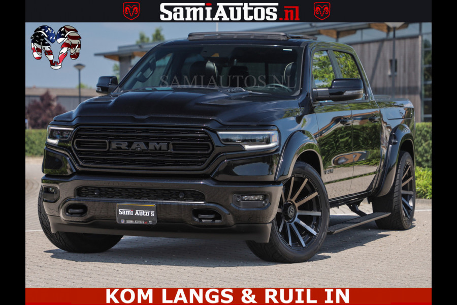 Dodge Ram LIMITED HULK | 5.7 V8 402PK HEMI | RAM VOL | HUD | LUCHTVERING | PANO | MWK KLEP | DC | 5 PERS | CREW CAB | DUBBELE CABINE | GRIJSKENETEKN | MEEST COMFORTABELE BEDRIJFSAUTO | | De specialist in Amerikaanse pick‑ups in Nederland en Europa.