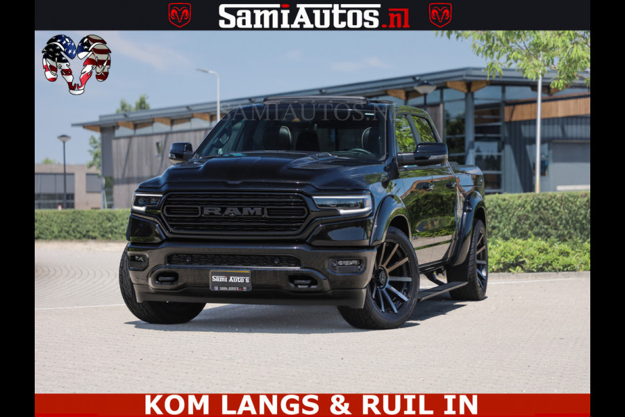 Dodge Ram LIMITED HULK | 5.7 V8 402PK HEMI | RAM VOL | HUD | LUCHTVERING | PANO | MWK KLEP | DC | 5 PERS | CREW CAB | DUBBELE CABINE | GRIJSKENETEKN | MEEST COMFORTABELE BEDRIJFSAUTO | | De specialist in Amerikaanse pick‑ups in Nederland en Europa.
