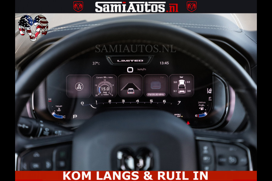 Dodge Ram LIMITED HULK | 5.7 V8 402PK HEMI | RAM VOL | HUD | LUCHTVERING | PANO | MWK KLEP | DC | 5 PERS | CREW CAB | DUBBELE CABINE | GRIJSKENETEKN | MEEST COMFORTABELE BEDRIJFSAUTO | | De specialist in Amerikaanse pick‑ups in Nederland en Europa.