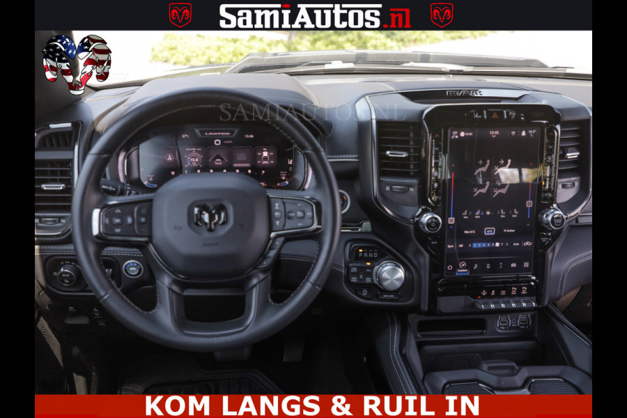 Dodge Ram LIMITED HULK | 5.7 V8 402PK HEMI | RAM VOL | HUD | LUCHTVERING | PANO | MWK KLEP | DC | 5 PERS | CREW CAB | DUBBELE CABINE | GRIJSKENETEKN | MEEST COMFORTABELE BEDRIJFSAUTO | | De specialist in Amerikaanse pick‑ups in Nederland en Europa.