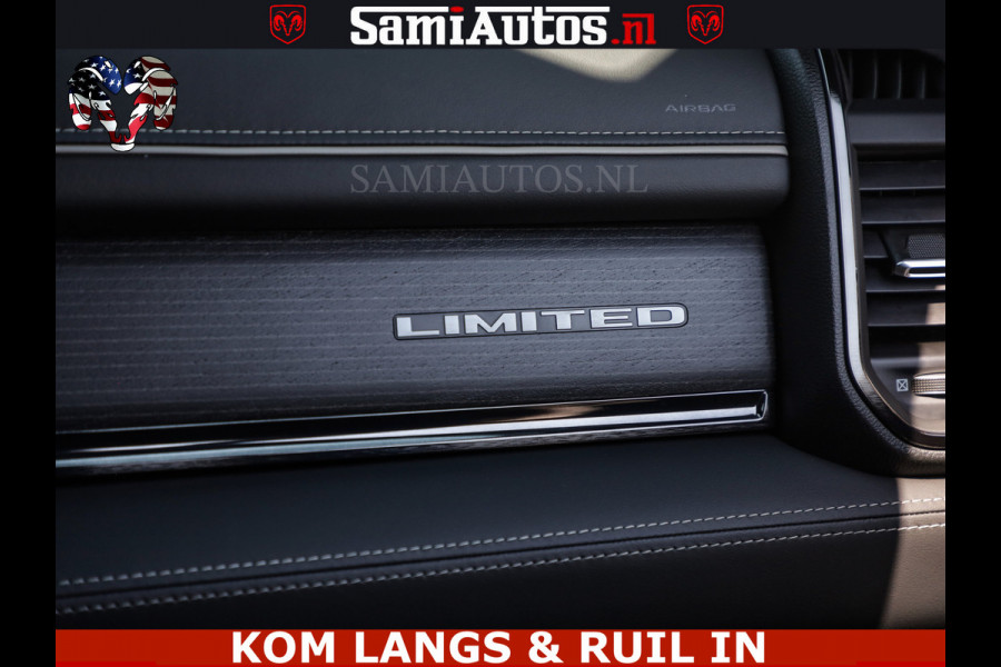 Dodge Ram LIMITED HULK | 5.7 V8 402PK HEMI | RAM VOL | HUD | LUCHTVERING | PANO | MWK KLEP | DC | 5 PERS | CREW CAB | DUBBELE CABINE | GRIJSKENETEKN | MEEST COMFORTABELE BEDRIJFSAUTO | | De specialist in Amerikaanse pick‑ups in Nederland en Europa.