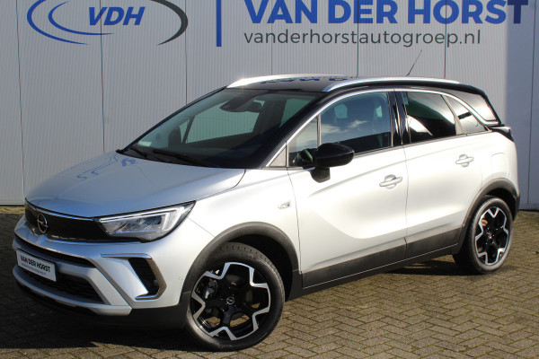 Opel Crossland 1.2-110pk Turbo 'Elegance'. Mooie en luxe hoogzitter ! Volautm. airco dual, cruise control, camera, comfortst., LM wielen, navigatie, telefoonvoorb., lane- en side assist, pdc v+a,  LED verl., trekhaak etc.