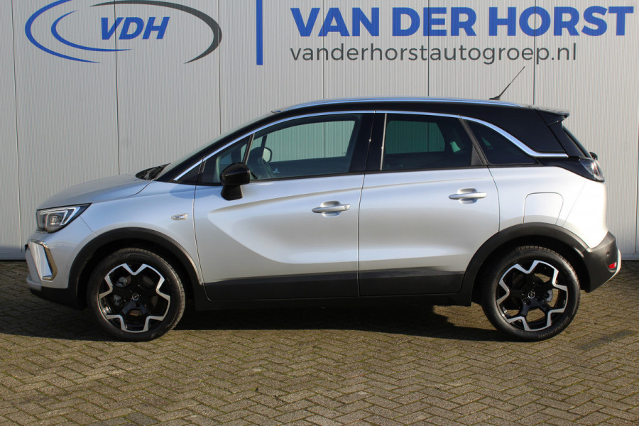 Opel Crossland 1.2-110pk Turbo 'Elegance'. Mooie en luxe hoogzitter ! Volautm. airco dual, cruise control, camera, comfortst., LM wielen, navigatie, telefoonvoorb., lane- en side assist, pdc v+a,  LED verl., trekhaak etc.