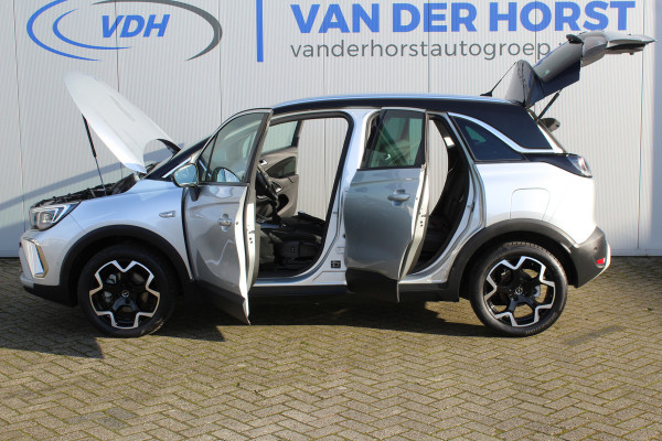 Opel Crossland 1.2-110pk Turbo 'Elegance'. Mooie en luxe hoogzitter ! Volautm. airco dual, cruise control, camera, comfortst., LM wielen, navigatie, telefoonvoorb., lane- en side assist, pdc v+a,  LED verl., trekhaak etc.