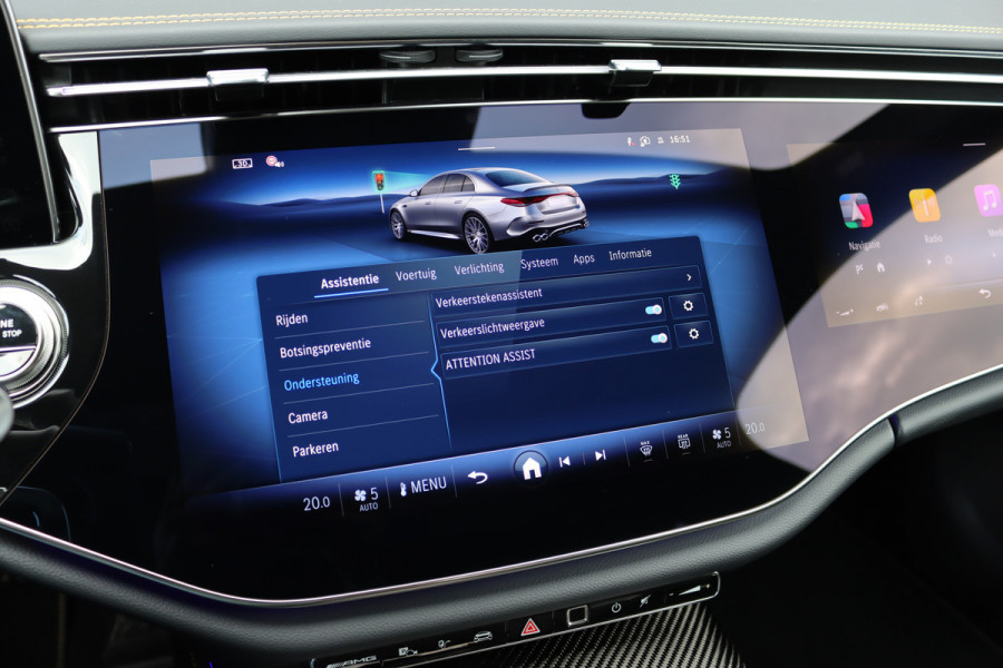 Mercedes-Benz E-Klasse AMG 53 4MATIC+ Edition 1 | 612pk | Hyperscreen | Carbon | Achterasbesturing | Distronic+ | HUD | 3D-Display | Stoelventilatie | Massage | Vlakkenverwarming | Trekhaak |