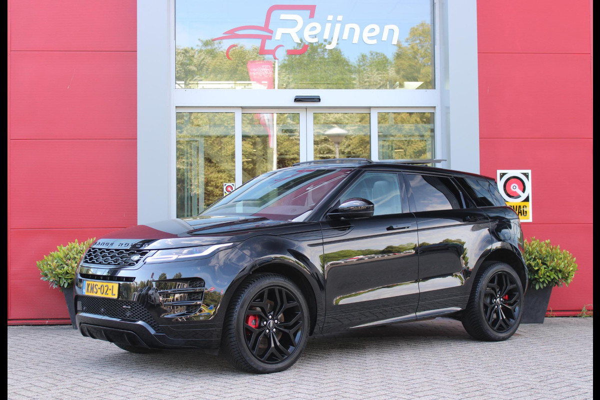 Land Rover Range Rover Evoque 1.5 P300e AWD 254PK R-DYNAMIC HSE | PANORAMISCH SCHUIF / KANTELDAK | ELEKTRISCH VERSTELBARE VOORSTOELEN / BESTUURDERSTOEL MET GEHEUGEN | LEDEREN BEKLEDING | VOORSTOELEN  VERWARMBAAR | 20" LICHTMETALEN VELGEN | KEYLESS ENTRY / START | DODEHOEK DETECTIE | EXTRA GETINTE ACHTERRUITEN | FULL LED KOPLAMPEN | LED ACHTERLICHTEN | ADAPTIVE CRUISE CONTROL | APPLE CARPLAY | ACHTERKLEP ELEKTRISCH BEDIENBAAR | MERIDIAN PREMIUM AUDIO SYSTEEM | RODE REMKLAUWEN |