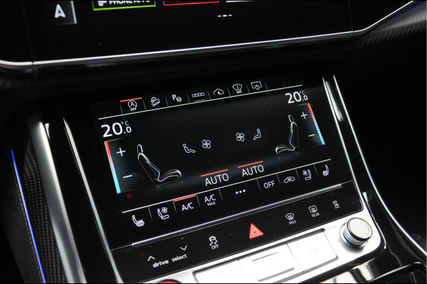 Audi RS Q8 4.0 TFSI B&O Ceramic HUD Massage Carbon Softclose Nachtzicht ACC Keyless 360 Camera Stoelventilatie Elektr. achterklep Memory seats Elektr. trekhaak Navi Niveauregeling PDC Stoelverwarming LM velgen