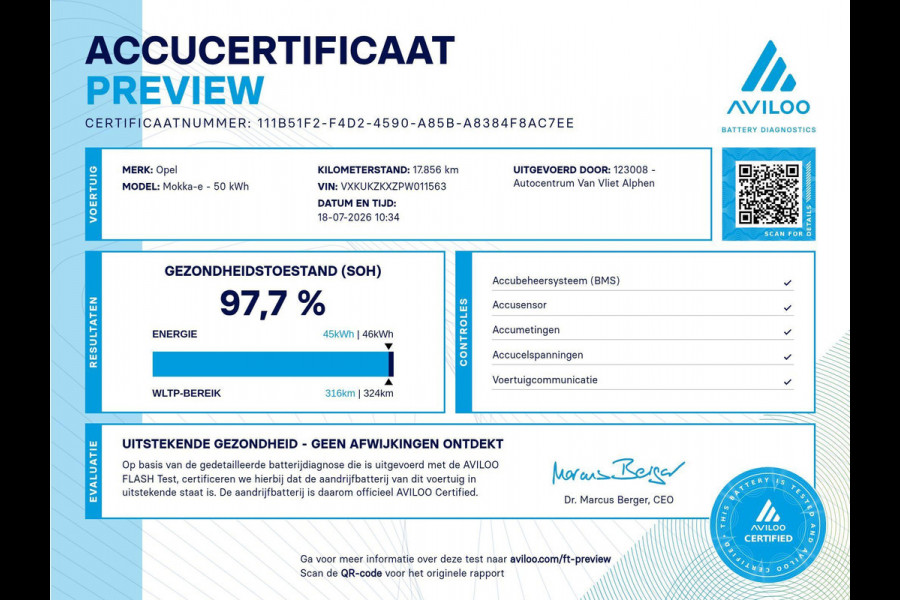 Opel Mokka Electric Level 3 50 kWh | SoH 97.7% | 11kW | Navi Pro 10" scherm | Achteruitrijcamera | Bluetooth | Winterpakket