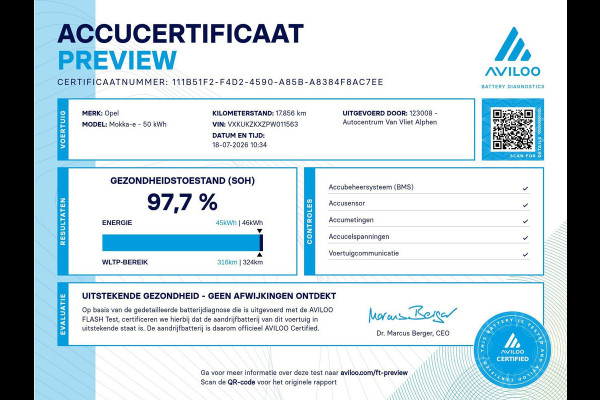 Opel Mokka Electric Level 3 50 kWh | SoH 97.7% | 11kW | Navi Pro 10" scherm | Achteruitrijcamera | Bluetooth | Winterpakket