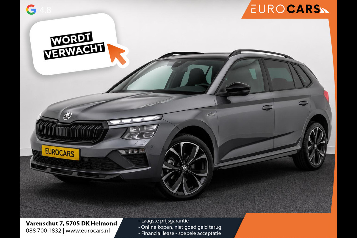 Škoda Kamiq 1.0 TSI Monte Carlo Panoramadak Wegklapbare trekhaak Navigatie Apple Carplay Android Auto Camera Parkeerhulp Adaptive Cruise Control Stoel- en stuurverwarming Virtual Cockpit Full Led Climate Control Lichtmetalen velgen