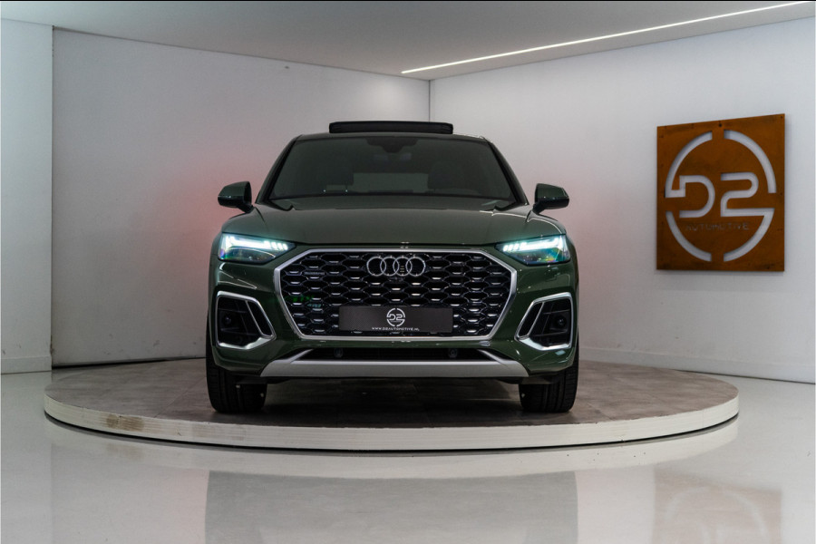 Audi Q5 Sportback 55 TFSI e S Line 367PK | District Green | Pano | Virtual | 21'' | SQ5 Sierstukken | 12 MND Garantie