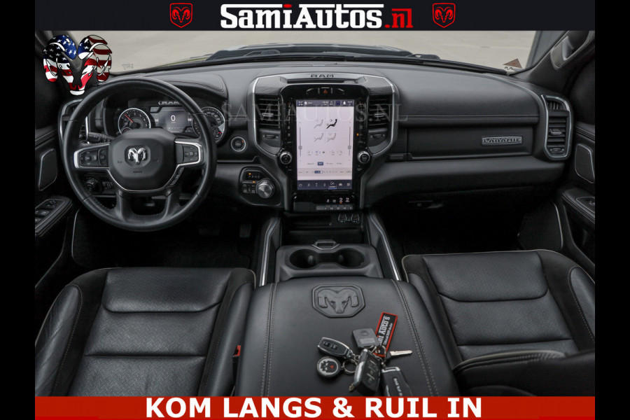 Dodge Ram DE DONDER | 5.7 V8 HEMI | BRONZE BREDE WIELEN | WIDE BODY | OPEN UITLAAT KLEP | ZEER DIK | DUBBELE CABINE | DC | 5 PERSOONS | GRIJS KENETEKEN | BJ 2023 44000KM | FULL LED VERLICHTING | MEGA DIK |