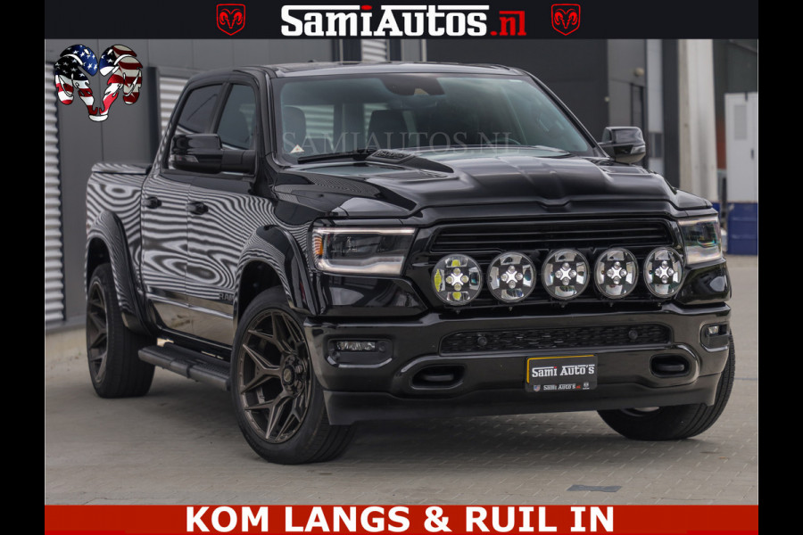 Dodge Ram DE DONDER | 5.7 V8 HEMI | BRONZE BREDE WIELEN | WIDE BODY | OPEN UITLAAT KLEP | ZEER DIK | DUBBELE CABINE | DC | 5 PERSOONS | GRIJS KENETEKEN | BJ 2023 44000KM | FULL LED VERLICHTING | MEGA DIK |