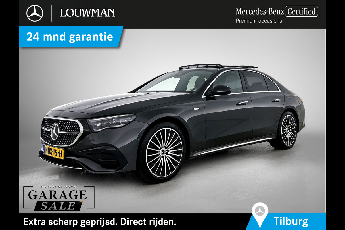 Mercedes-Benz E-Klasse 300 e Sport Edition AMG Line | Panoramadak | Distronic | Lederen bekleding | Alarm | Parkeerpakket met 360°-camera | 20 Inch AMG Velgen. Inclusief 24 maanden MB Certified garantie voor Europa. garage-sale