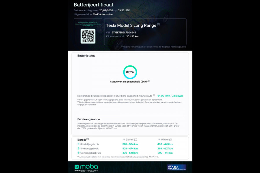 Tesla Model 3 Long Range AWD 75 kWh|SOH87%|Pano|Cam|Stoelverw|