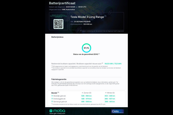 Tesla Model 3 Long Range AWD 75 kWh|SOH87%|Pano|Cam|Stoelverw|