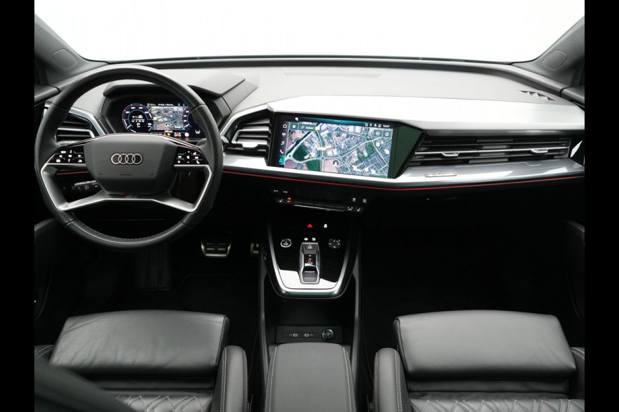 Audi Q4 e-tron 50 quattro S Line 82 kWh 299pk Dealer O.H | Trekhaak Af Fabriek | Panodak | Adaptive Cruise | Camera | Lederen Sportstoelen Memory & Verwarmd | Matrix LED | BLIS | Keyless | Navigatie | Virtual | DAB | 20"L.M |