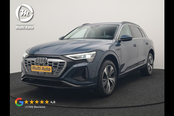 Audi Q8 e-tron 55 quattro S Line 114 kWh 408pk Dealer O.H | Trekhaak Afn. | Adaptive Cruise | Camera | Head Up | Matrix LED | Lederen Sportstoelen Memory & Ventilatie | Apple Carplay | Virtual | Stoelverwarming | Navigatie | DAB | 20"L.M |
