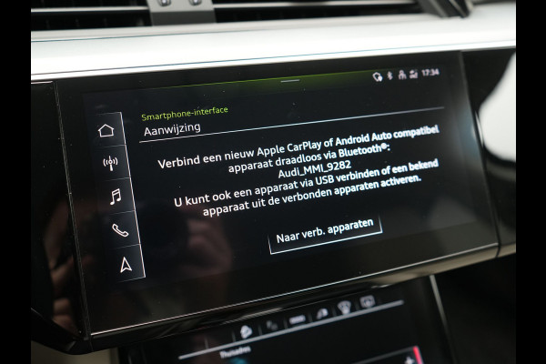 Audi Q8 e-tron 55 quattro S Line 114 kWh 408pk Dealer O.H | Trekhaak Afn. | Adaptive Cruise | Camera | Head Up | Matrix LED | Lederen Sportstoelen Memory & Ventilatie | Apple Carplay | Virtual | Stoelverwarming | Navigatie | DAB | 20"L.M |