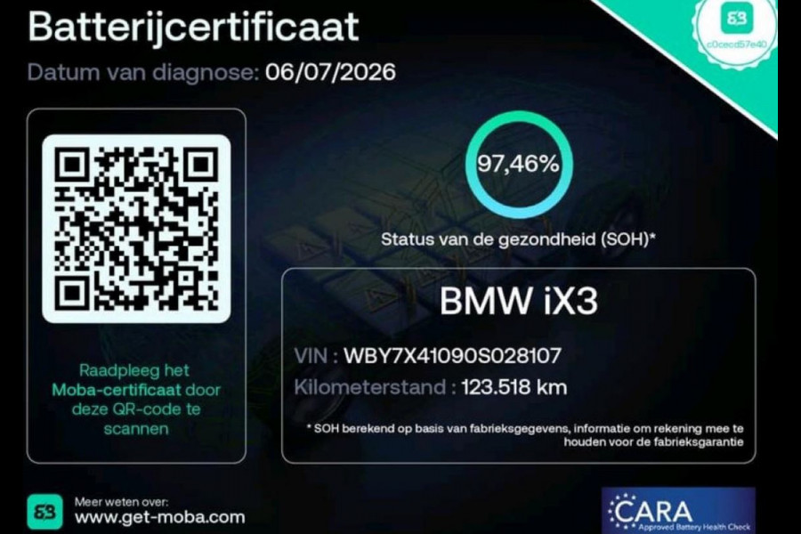 BMW iX3 Executive 80 kWh-SOH 97.46% / Panoramadak / Trekhaak / Leder / Stoelverwarming / Pdc.+Camera / Navigatie / Apk 06-2027