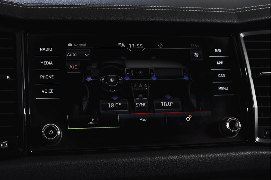 Škoda Kodiaq 1.5 TSI 150 PK Sportline Business Orig. NL | Elek. Trekhaak | Dig. Cockpit | Adapt. Cruise | Stoelverw. | PDC | Camera | NAV + App. Connect | ECC | Elek. Klep | LM 19" |
