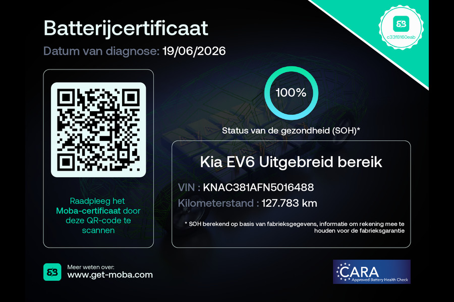Kia Ev6 Plus Long Range 77.4kWh Trekhaak Leer+Ventilatie+Verwarming Camera Adap.Cruise Warmtepomp Meridian®-Audio Stuur+Achterbankverwar SOH 100% Elek.Achterklep Apple Carplay Android Privacy Glas Pdc Lmv Led DAB 1.600KG Trekgewicht Dealeronderhouden