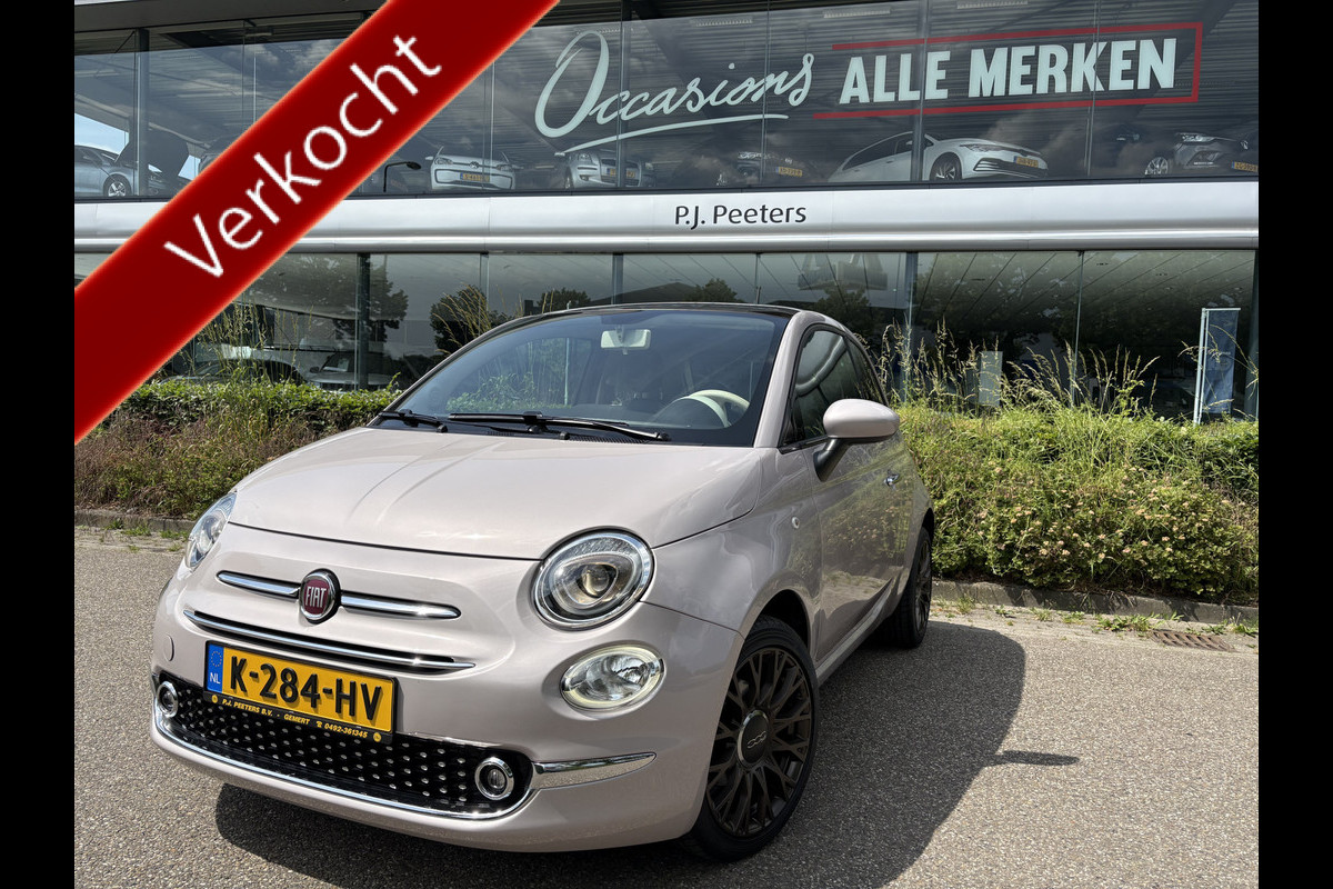 Fiat 500 1.2 Star Powder Pink Glazen panoramadak - Climate control - Parkeersensor achter - Cruise control - Mistlampen - Licht metalen velgen 16 inch - Bluetooth - Radio - Stuur multifunctioneel - Elektrische ramen - Lederen bekleding -  Extra getint glas achter