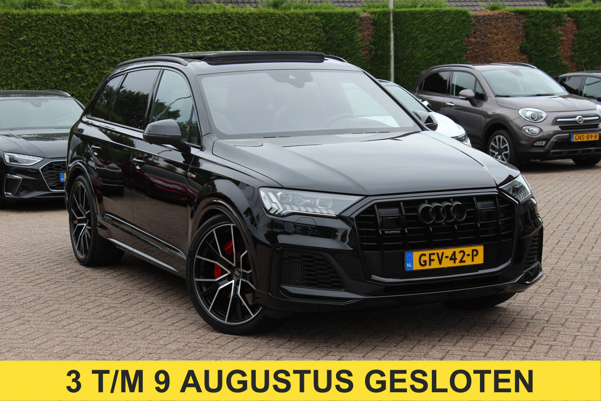 Audi Q7 60 TFSI e quattro Pro Line S Competition / Trekhaak / Panoramadak / 360Camera / Head-up / Softclose / Laser LED / Luchtvering / 22'' / B&O / RS Seats / Keyless / Stuur+Stoelverwarming / Dodehoek / DAB / ACC