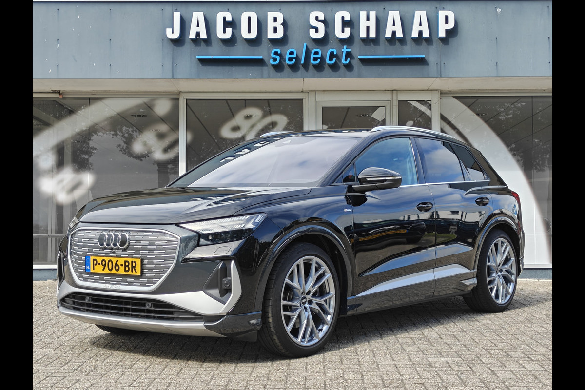 Audi Q4 e-tron 40 Launch edition S Competition 77 kWh / Trekhaak / Adapt. Cruise. / HUD / PDC V+A / Leder / Elektr Stoelen + Kofferklep /