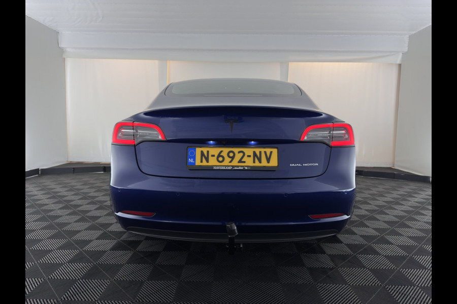 Tesla Model 3 Long Range AWD 75 kWh [3-Fase-11kW ] {SoH-82%} Aut. *PANO | AUTOPILOT | LEATHER | TOWBAR | KEYLESS | FULL-LED | MEMORY-PACK | TOPVIEW | DAB | CARPLAY | DIGI-COCKPIT | LANE-ASSIST | HEATED-COMFORTSEATS | 18"ALU*