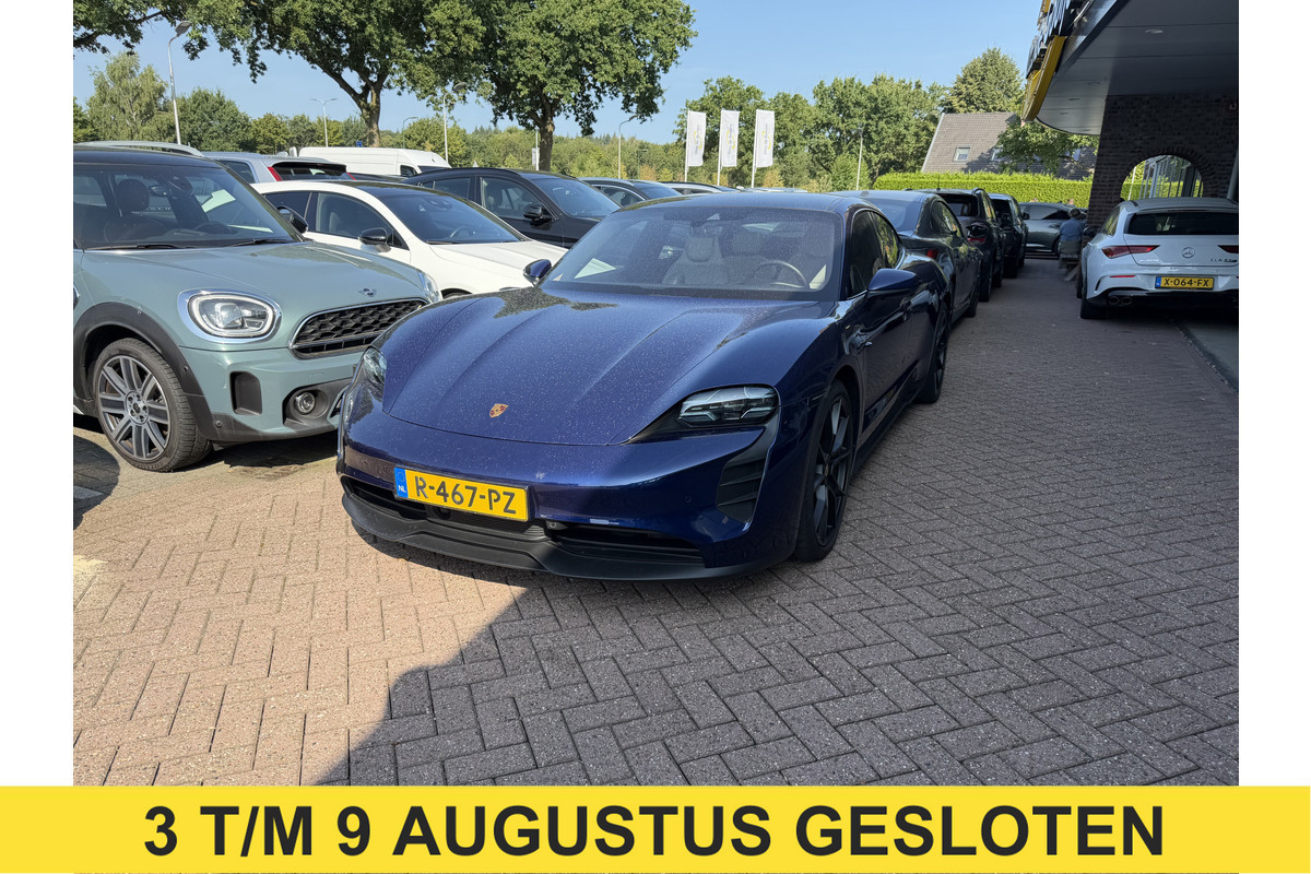 Porsche Taycan GTS 93 kWh / SoH 97,4% / Panoramadak / 360Camera / Achterasbesturing / Passenger Display / Bose / Luchtvering / 21'' / Sportdesign+Chrono / Leder / CarPlay / Stoelmassage+Ventilatie / Dodehoek / DAB / A