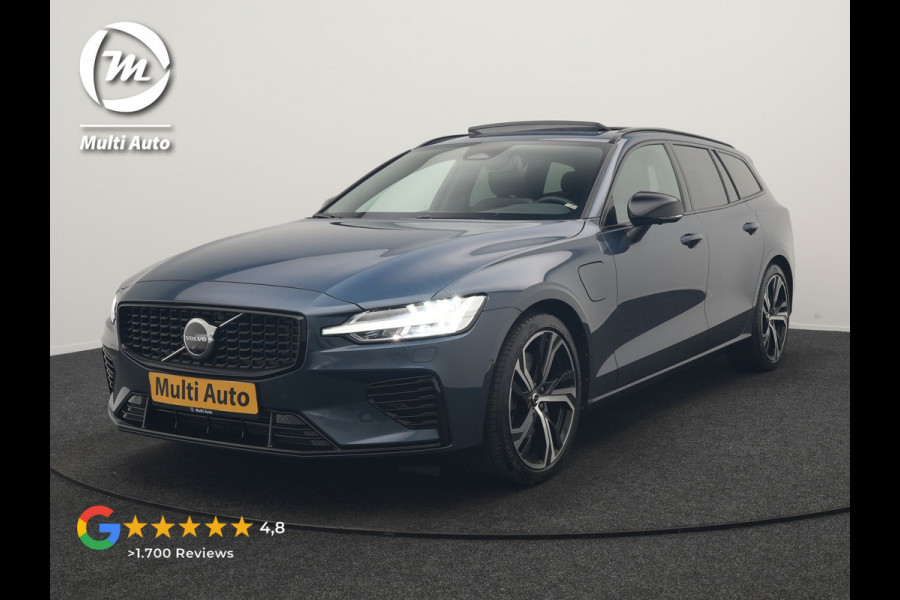 Volvo V60 T6 PHEV AWD Plus Dark Long Range 350pk Dealer O.H | Trekhaak Af Fabriek | Panodak | Adaptive Cruise | 360 Camera | Sportstoelen Memory & Verwarmd | Keyless | Apple Carplay | Pilot Assist | Stuurverwarming | Google Assistant & Maps | Navigatie | Virtual | DAB | 19"L.M | Plug In Hybrid |