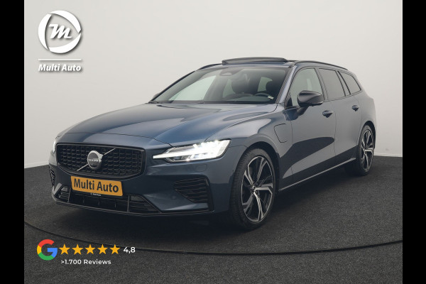 Volvo V60 T6 PHEV AWD Plus Dark Long Range 350pk Dealer O.H | Trekhaak Af Fabriek | Panodak | Adaptive Cruise | 360 Camera | Sportstoelen Memory & Verwarmd | Keyless | Apple Carplay | Pilot Assist | Stuurverwarming | Google Assistant & Maps | Navigatie | Virtual | DAB | 19"L.M | Plug In Hybrid |