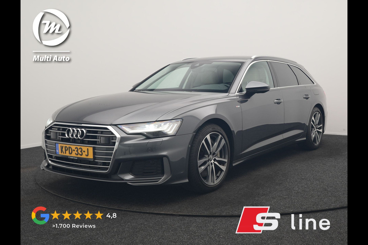 Audi A6 Avant 50 TFSI e quattro S Line 300pk PHEV Dealer O.H SOH 91,5 % | Trekhaak af Fabriek | Adaptive Cruise | Matrix LED | Camera | Bang & Olufsen Audio | Lederen Sportstoelen Memory & Vewarmd | Apple Carplay | 19"L.M | BLIS | Virtual | Navigatie | Plug In Hybrid |