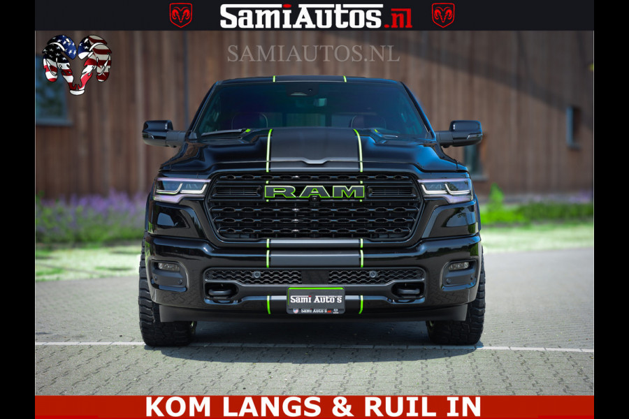Dodge Ram Limited Night High Output 540HP 706Nm | Massage + Full Option | De Meest Luxe en Volle Pick-Up in zijn Klasse | Comfortabele Dubbele Cabine met Royale 5 Zitplaatsen | BPM vrij | Nu Leverbaar uit Voorraad | Voorraad Nr 2300 - 7689 | De specialist in Amerikaanse pick‑ups in Nederland en Europa.