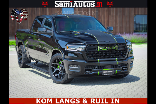 Dodge Ram Limited Night High Output 540HP 706Nm | Massage + Full Option | De Meest Luxe en Volle Pick-Up in zijn Klasse | Comfortabele Dubbele Cabine met Royale 5 Zitplaatsen | BPM vrij | Nu Leverbaar uit Voorraad | Voorraad Nr 2300 - 7689 | De specialist in Amerikaanse pick‑ups in Nederland en Europa.