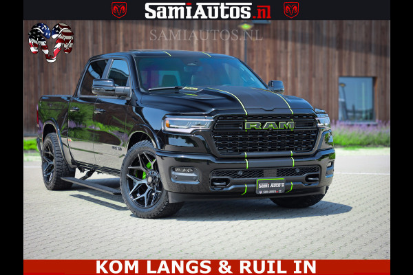 Dodge Ram Limited Night High Output 540HP 706Nm | Massage + Full Option | De Meest Luxe en Volle Pick-Up in zijn Klasse | Comfortabele Dubbele Cabine met Royale 5 Zitplaatsen | BPM vrij | Nu Leverbaar uit Voorraad | Voorraad Nr 2300 - 7689 | De specialist in Amerikaanse pick‑ups in Nederland en Europa.