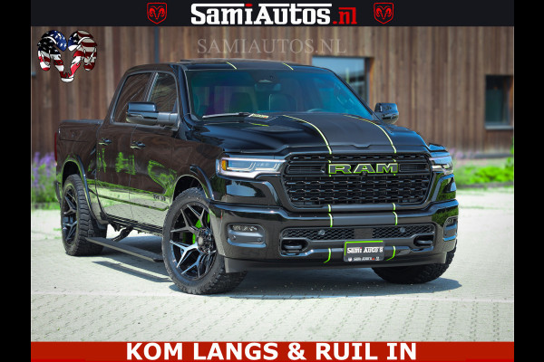 Dodge Ram Limited Night High Output 540HP 706Nm | Massage + Full Option | De Meest Luxe en Volle Pick-Up in zijn Klasse | Comfortabele Dubbele Cabine met Royale 5 Zitplaatsen | BPM vrij | Nu Leverbaar uit Voorraad | Voorraad Nr 2300 - 7689 | De specialist in Amerikaanse pick‑ups in Nederland en Europa.