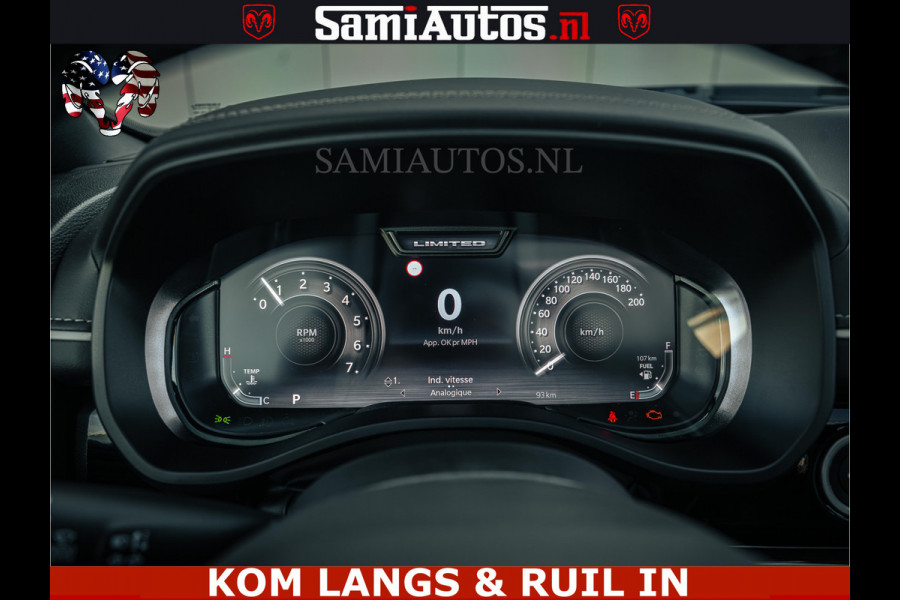 Dodge Ram Limited H.O 540PK 706Nm | Massage + Full Option | De Meest Luxe en Volle Pick-Up in zijn Klasse | Comfortabele Dubbele Cabine met Royale 5 Zitplaatsen | BPM vrij | Nu Leverbaar uit Voorraad | Voorraad Nr 2326 - 5169 | De specialist in Amerikaanse pick‑ups in Nederland en Europa.