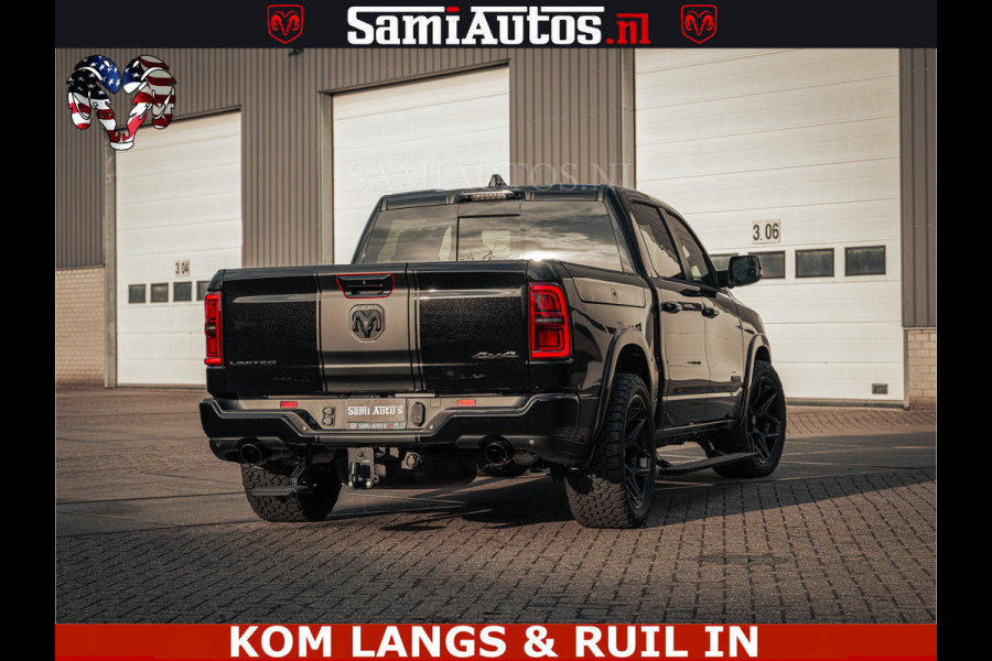 Dodge Ram Limited H.O 540PK 706Nm | Massage + Full Option | De Meest Luxe en Volle Pick-Up in zijn Klasse | Comfortabele Dubbele Cabine met Royale 5 Zitplaatsen | BPM vrij | Nu Leverbaar uit Voorraad | Voorraad Nr 2326 - 5169 | De specialist in Amerikaanse pick‑ups in Nederland en Europa.